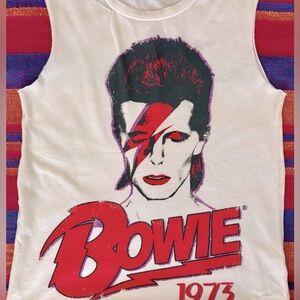White Sleeveless Bowie 1973 Graphic Tee